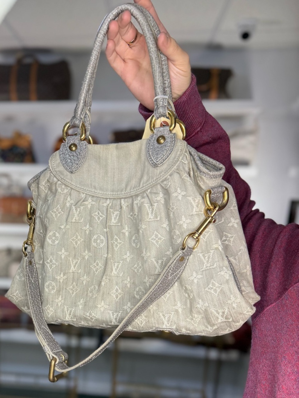 LV GREY DENIM 2 WAY BAG